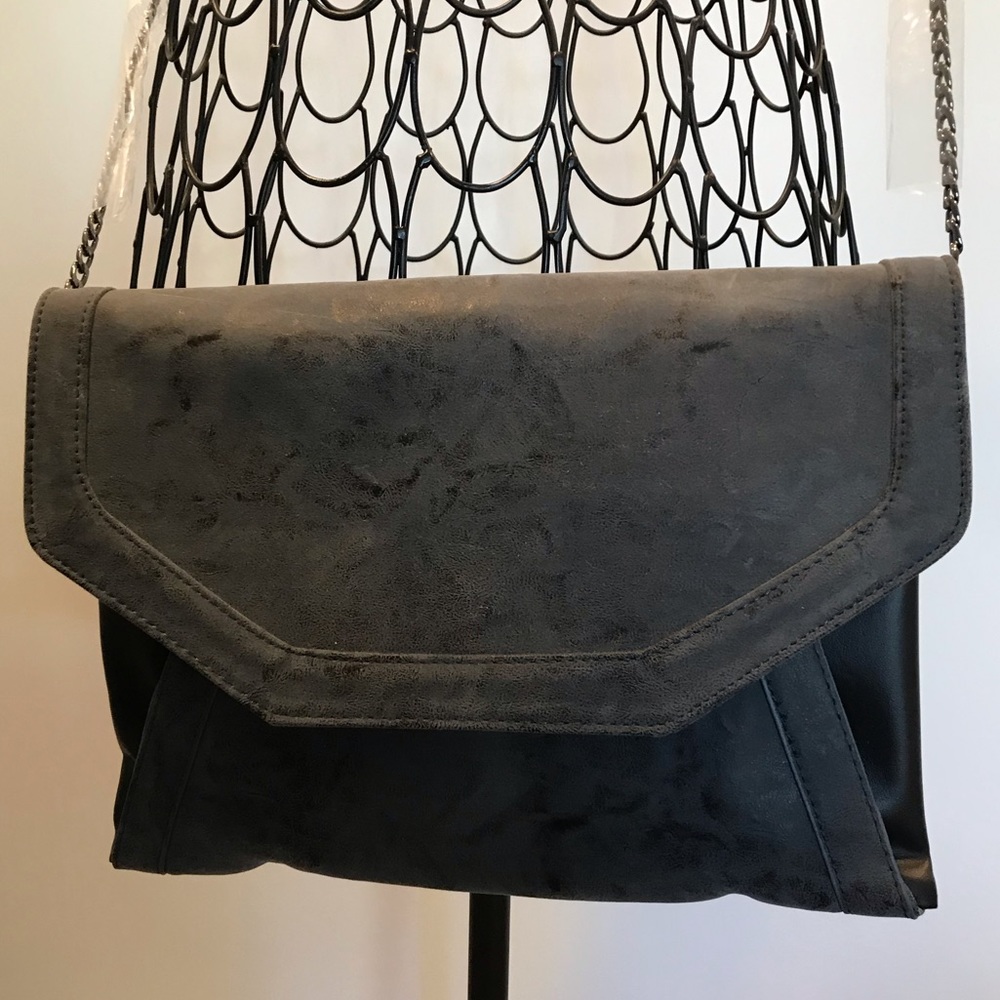 Faux Suede and Leather Crossbody Purse